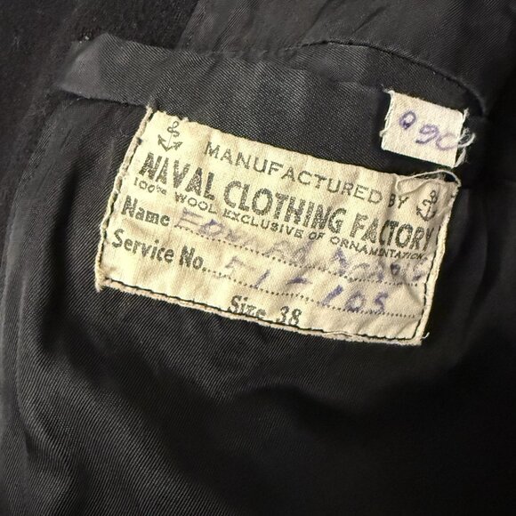Vintage Naval Clothing Factory Pea Coat Mens 38 Wool WWII WW2 - Picture 14 of 16